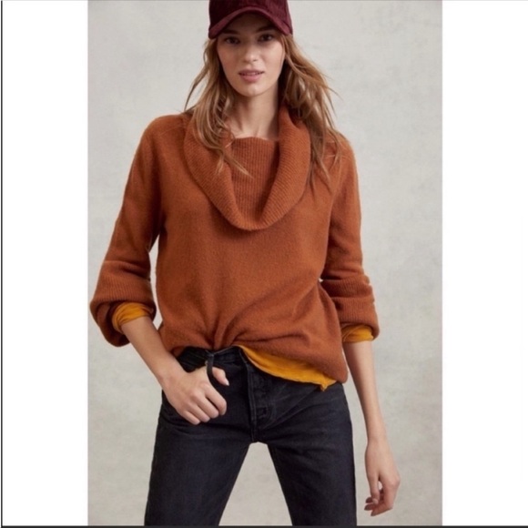 ANTHROPOLOGIE Cowl Neck Wool Tunic Sweater Top Long Sleeves Size S NWT - Picture 5 of 5